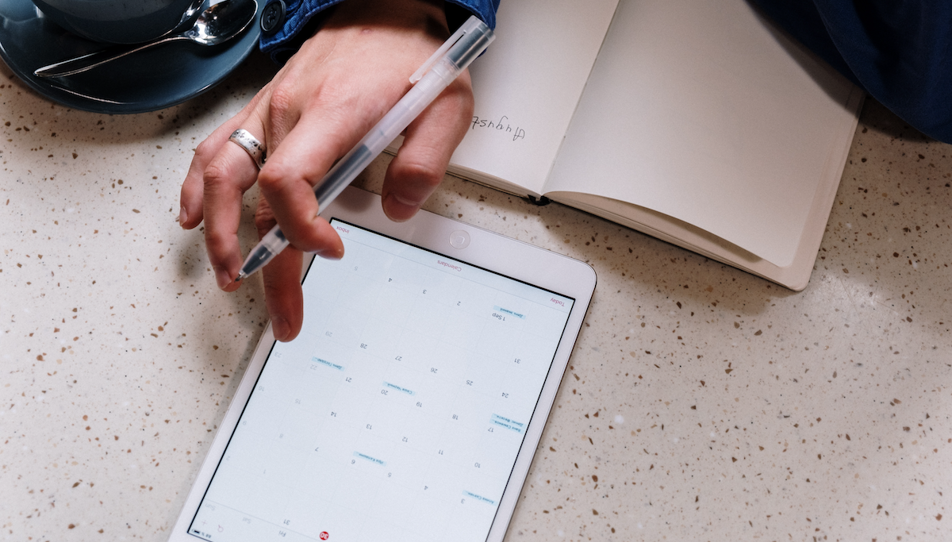 Someone checking their online calendar 