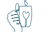 Line drawing of a cup of tea with a heart on it