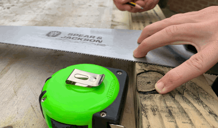 Saw and tape measure 