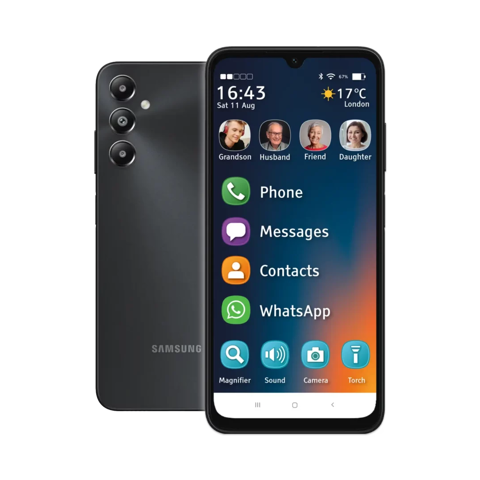 Image of a mobile phone with large display, ideal for elderly parents