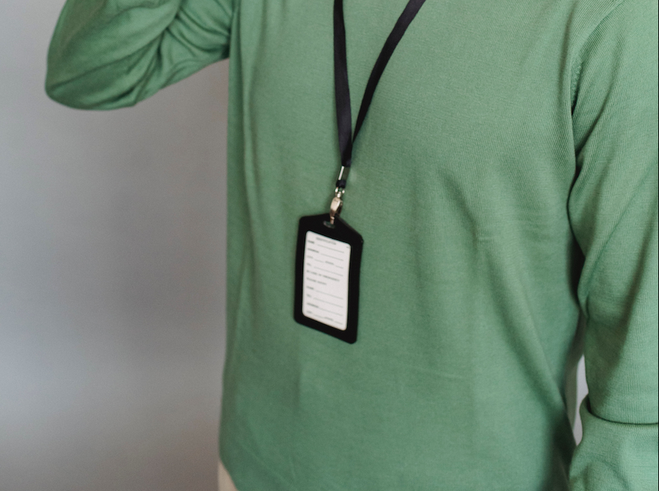 Someone wearing a lanyard 