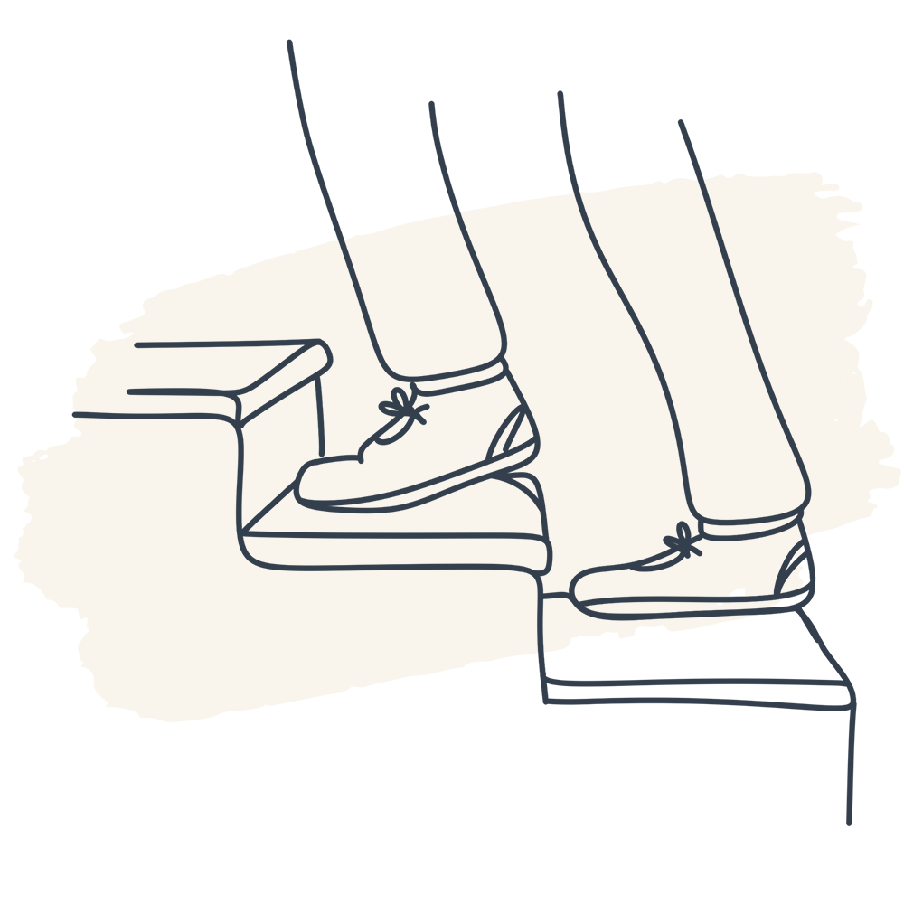 Illustration of someone walking up some stairs