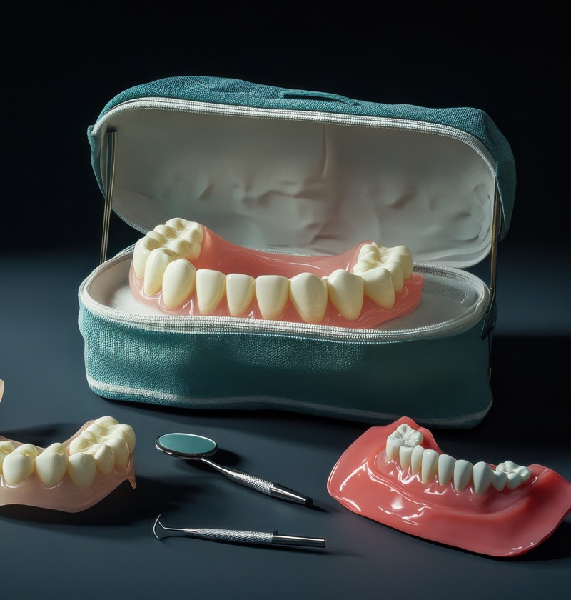 Keeping dentures clean is necessary when caring for an elderly parent