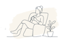 Woman drinking tea on sofa